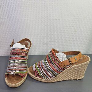 Toms Womens Monica Multicolor Woven Espadrille Wedge Sandals Size 6